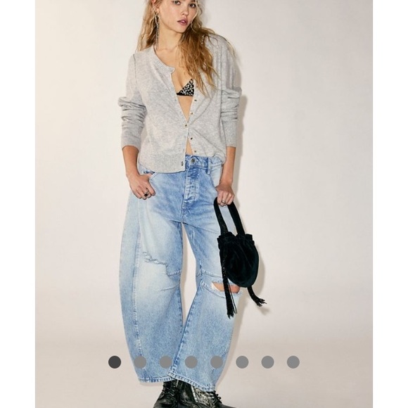 Good Luck Distressed Barrel Jeans - Picture 2 of 9